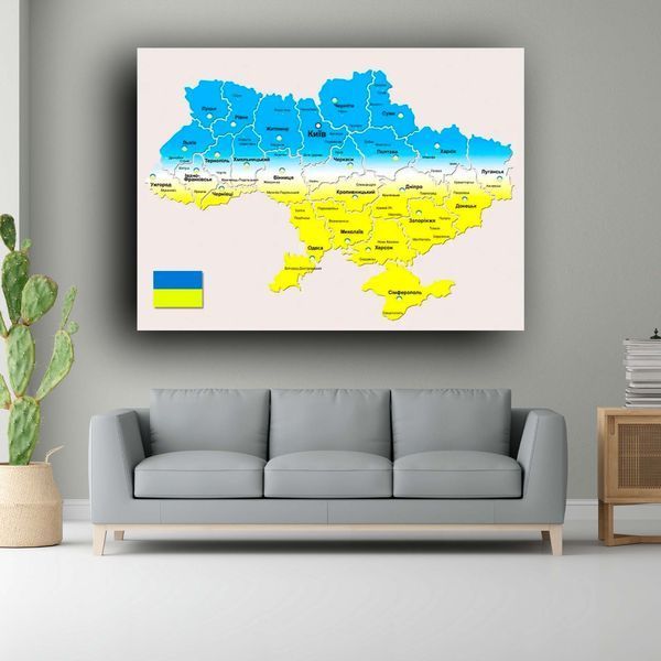 Картина на полотні Карта України жовто-блакитна 2790 фото