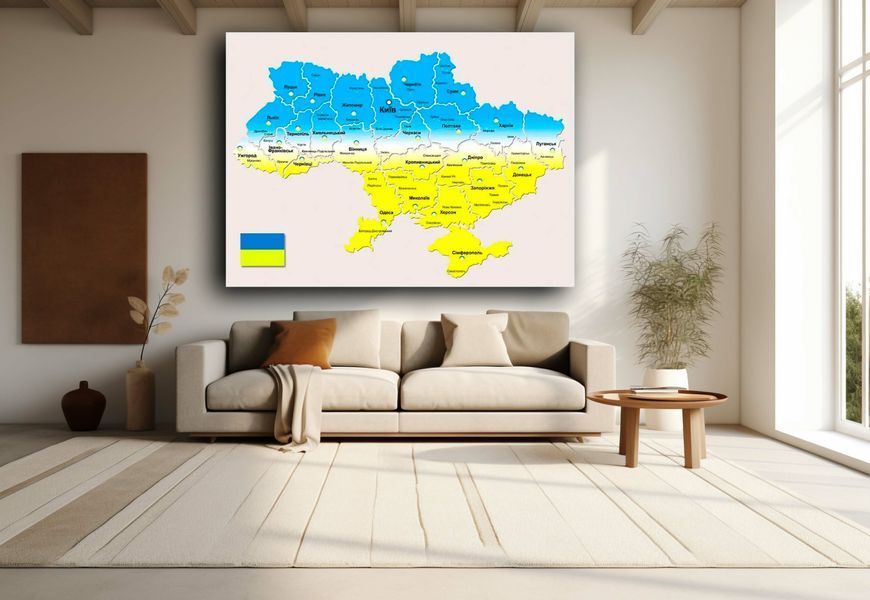 Картина на полотні Карта України жовто-блакитна 2790 фото