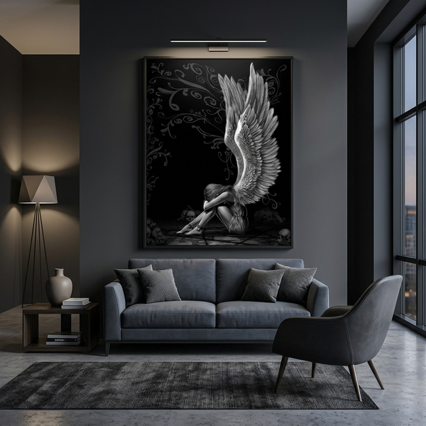 Картина на холсті інтер'єрна Sad Angel Black 742 фото