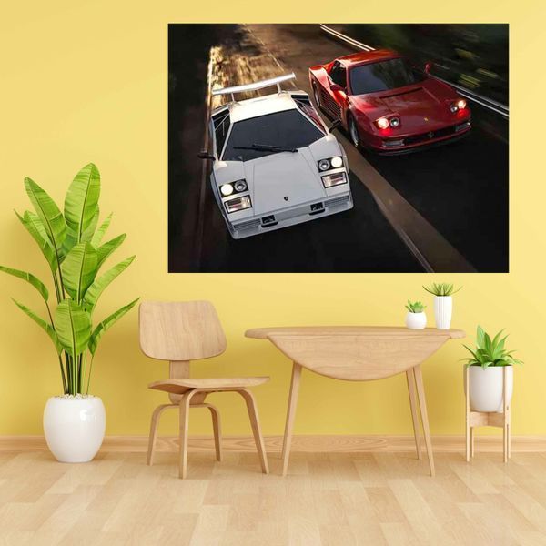 Картина на полотні машини Ferrari Testarossa vs Lamborghini Countach 3225 фото
