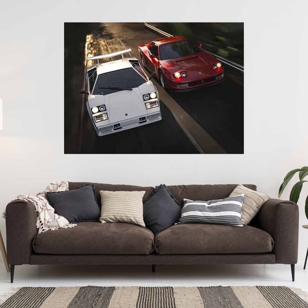 Картина на полотні машини Ferrari Testarossa vs Lamborghini Countach 3225 фото
