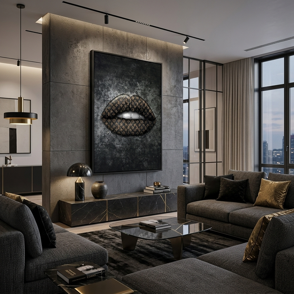 Картина на холсті Lips LV Gold 135 фото
