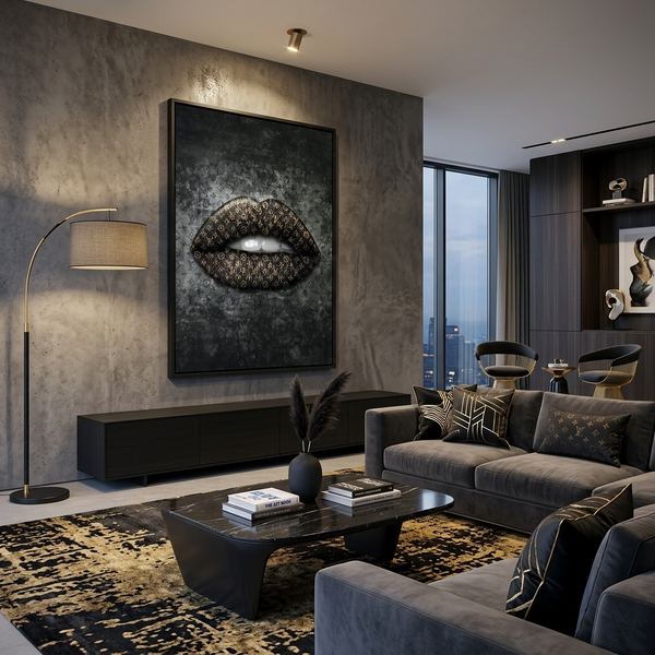 Картина на холсті Lips LV Gold 135 фото