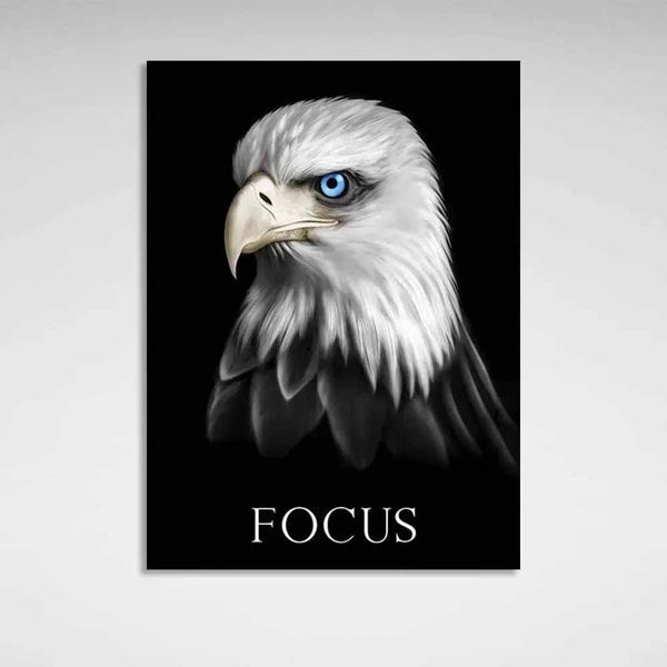 Картина на полотні на стіну Орел на чорному тлі. Focus 2 3669 фото