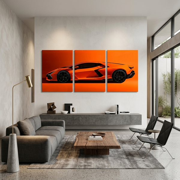 Картина на полотні модульна машина помаранчева Lamborghini 2772 фото