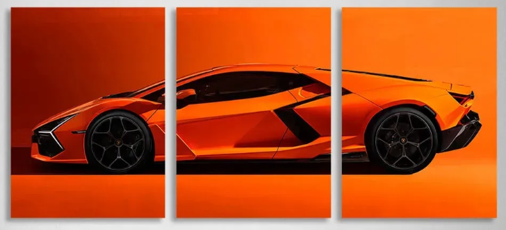 Картина на полотні модульна машина помаранчева Lamborghini 2772 фото