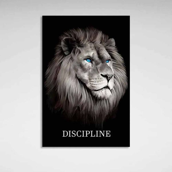 Картина на полотні на стіну Лев на чорному тлі. Discipline 3641 фото