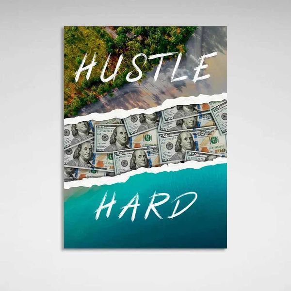 Картина на полотні в офіс для мотивації Hustle Hard 2781 фото