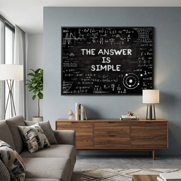 Картина на полотні шкільна дошка з формулами та написом у центрі "THE ANSWER IS SIMPLE" 1928 фото