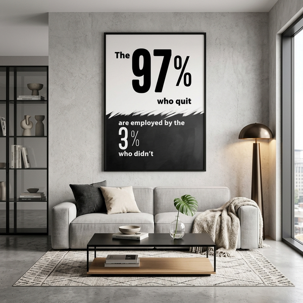 Картина на полотні для мотивації в офіс 97 % працюють на 3% ENG 3709 фото