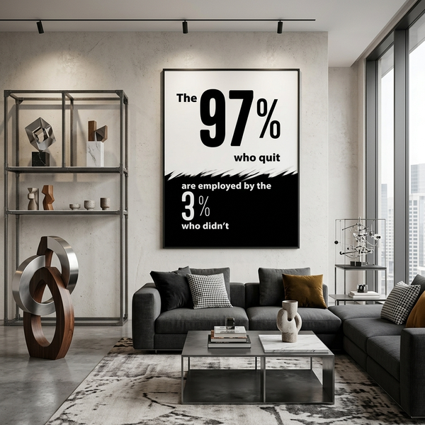 Картина на полотні для мотивації в офіс 97 % працюють на 3% ENG 3709 фото