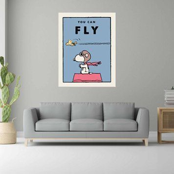 Картина на полотні собачка і пташка з написом YOU CAN FLY 2186 фото
