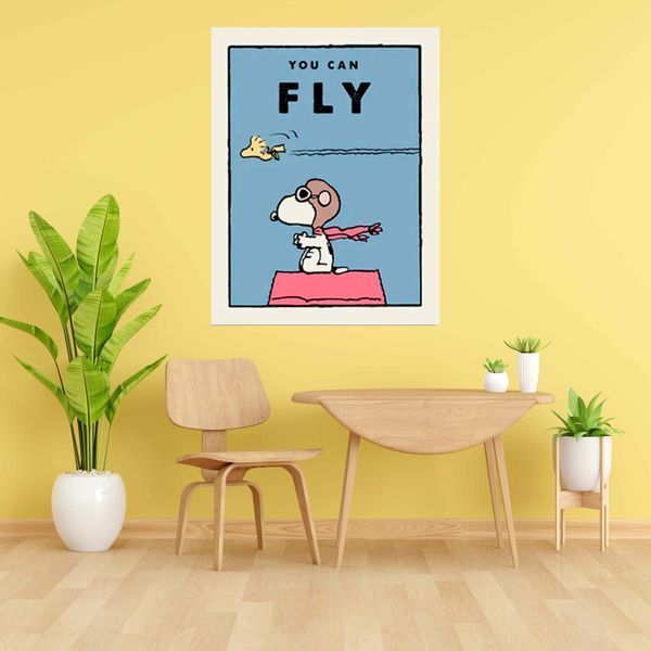 Картина на полотні собачка і пташка з написом YOU CAN FLY 2186 фото