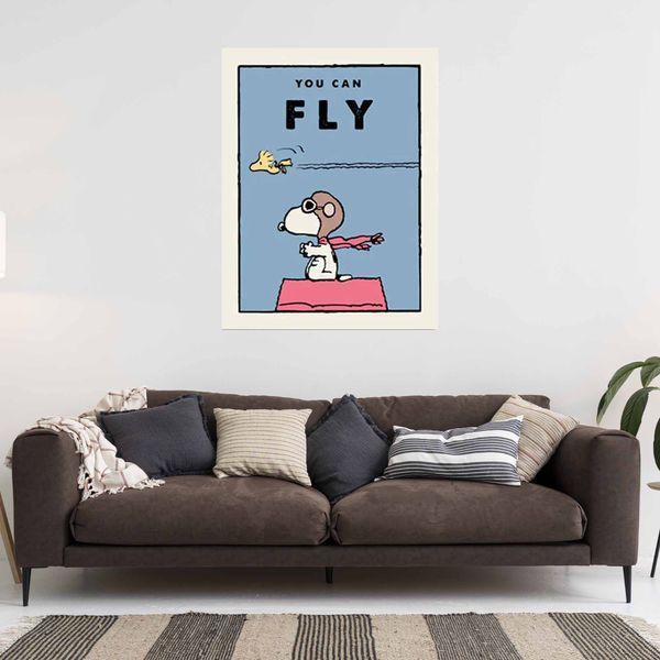 Картина на полотні собачка і пташка з написом YOU CAN FLY 2186 фото
